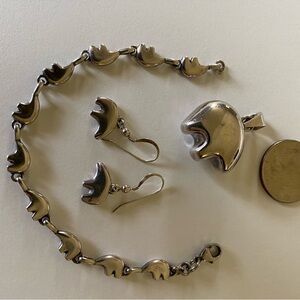 Sterling silver Fetish bear, pendant, bracelet and earrings